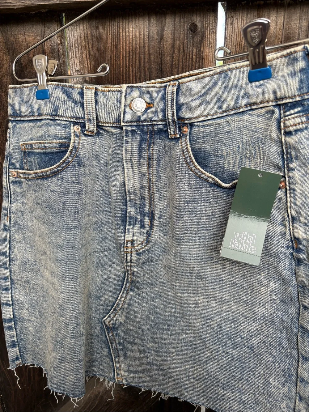 wild fable Light Blue Acid Wash Denim Mini Skirt